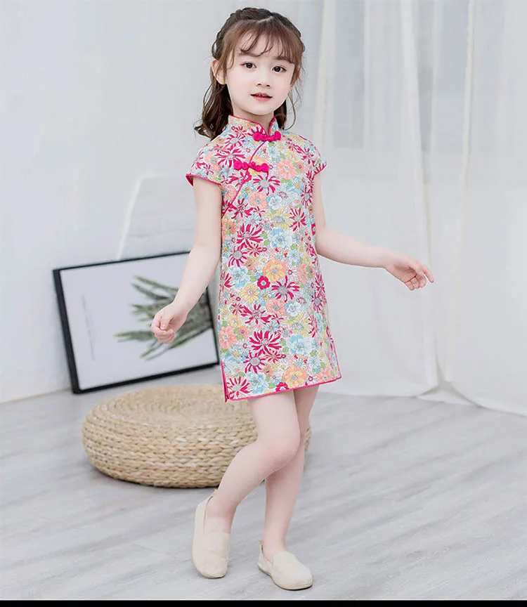 

Summer Dresses Styles Chinese Cheongsams For Girls Traditional Chinese Dress For Children Tang Suit Baby Costumes