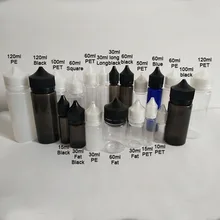 1000 шт ПЭТ ПЭ жир длинный флакон-капельница для электронной сигареты бутылки для жидкости 10 мл 15 мл 30 мл 60 мл 100 мл 120 мл с крышками для электронного сока