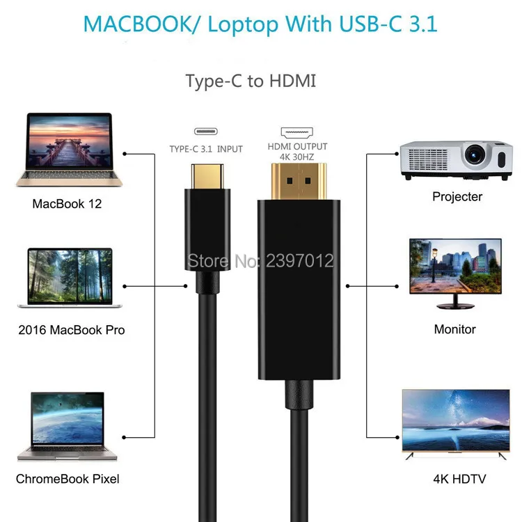50 шт./лот, кабель-переходник с разъемом type-C-HDMI, USB C, HDMI, USB 3,1, HD, Удлинительный Кабель-адаптер для Macbook, для samsung S8