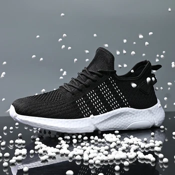 Hot New Popcorn Sneakers Men Shoes Black Mesh Breathable Soft Bottom Ultralight Sports Running Shoes Support ping