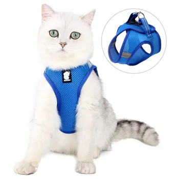 

Nylon Mesh Cat Harness And Leash Escape Proof Kitten Vest Running Cushioning Soft and Comfortable Suitable for Puppies Rabbits