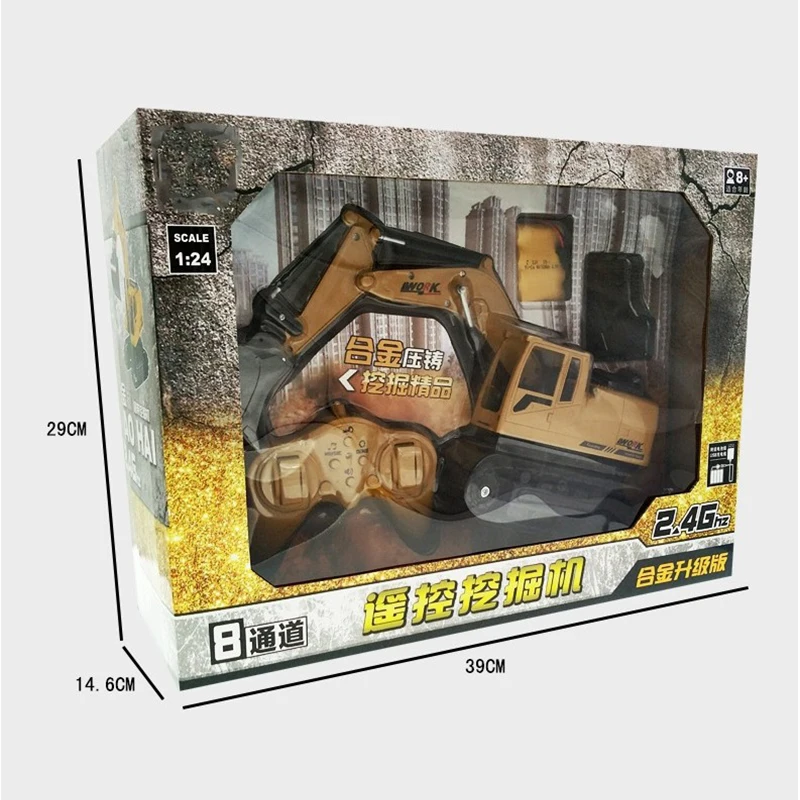 1:24 wirless 2,4G RC экскаватор из сплава с дистанционным управлением модель автомобиля инженерный автомобиль трактор подарки для детей