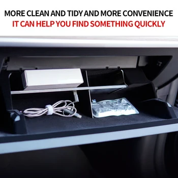 

For Tesla Model Y 2020 Car Glove Storage Box Organizer Insert Plastic Layered