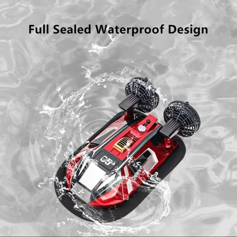 Amphibous Dual Motor RC Boat Toys 2.4G Over Distance Prompt Cooling Device Backward Function Wireless Remote Control Hovercraft 4