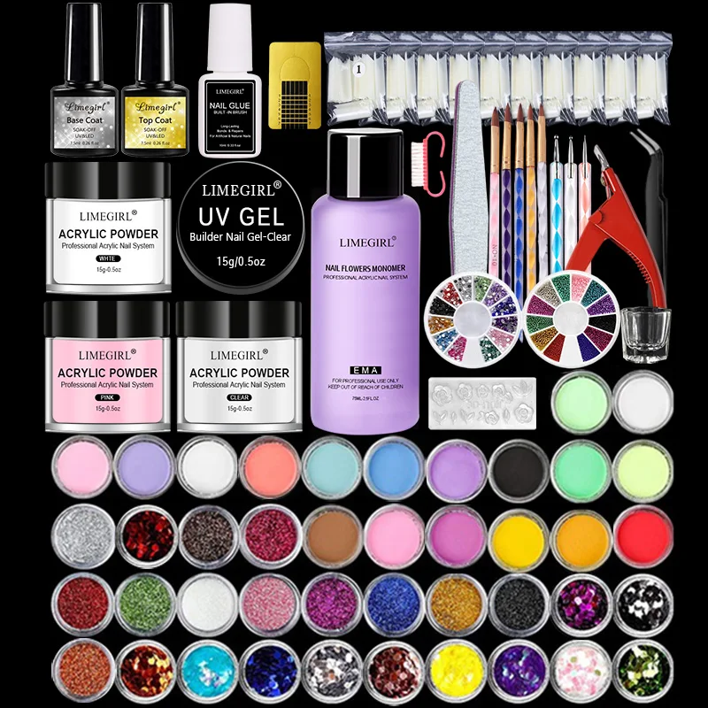Full Nail Manicure Set Pro Acrylic Kit With Drill Machine Acrylic Liquid Nail Glue Glitter Powder Nail Tips Nail Art Tool Kit 3