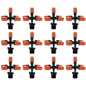 

12 Pieces of Garden Sprinkler Irrigation Mist Fog 5 Nozzle Spray Mounting Adjustable Dripper for Vegetable Garden Lawn