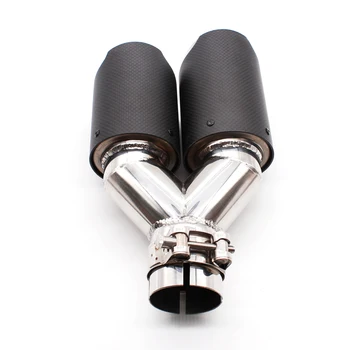 

DEFT 2.5'' Inlet 3.5'' Outlet Universal Dual Tail pipes Akrapovic Exhaust Tip Carbon Fiber Muffler Pipe