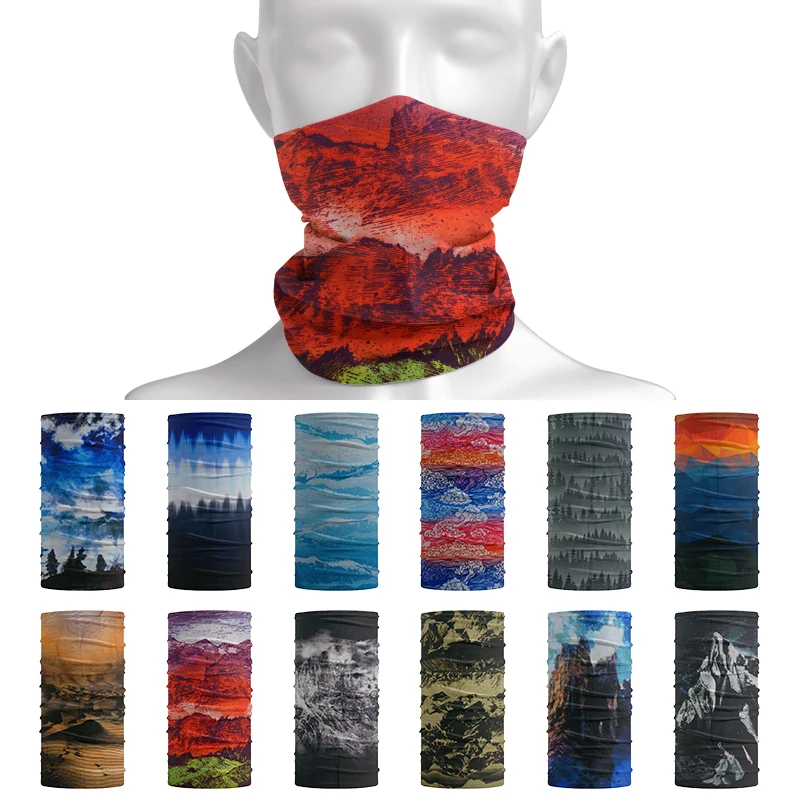 Natural Scenery Neckerchief Men Woman Headband Scarf Head Neck Face Outdoor Cycling Sports Bandanas Tactic Balaclava for Summer