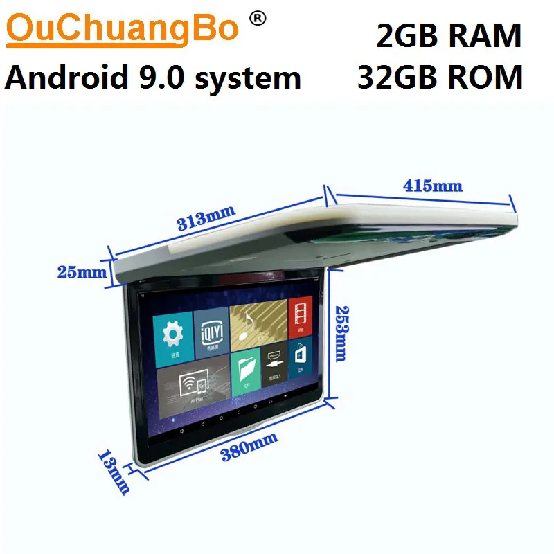 ouchuangbo Car Roof Mounted Overhead Flip Down for 15.6 inch monitor with USB HDMI 1920x1080 android 9.0 OS 1080P 2+32GB