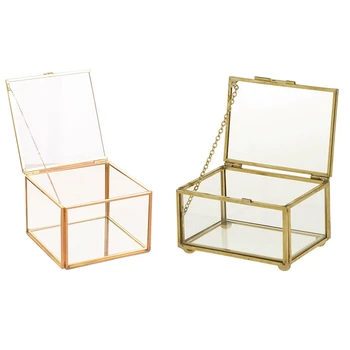 

Promotion! Square Opening Glass Geometry Garden Jewelry Boxs Mirror Jewelry Box & Geometric Glass Style Jewelry Box Table Contai