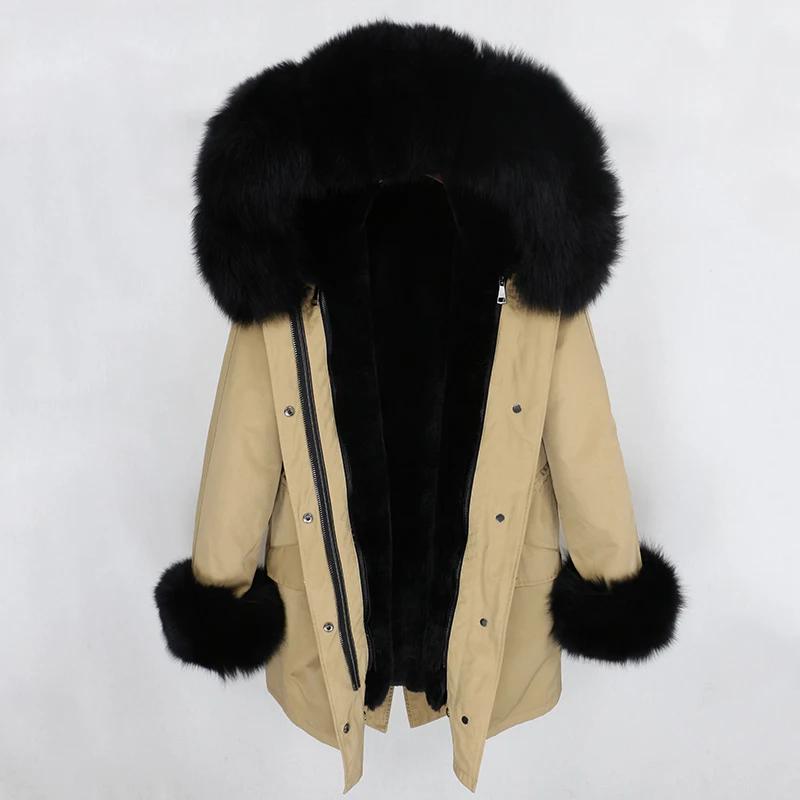 OFTBUY, пальто с натуральным мехом, водонепроницаемая парка, зимняя куртка для женщин, натуральный Лисий меховой капюшон, воротник с манжетами, Толстая теплая верхняя одежда, уличная одежда