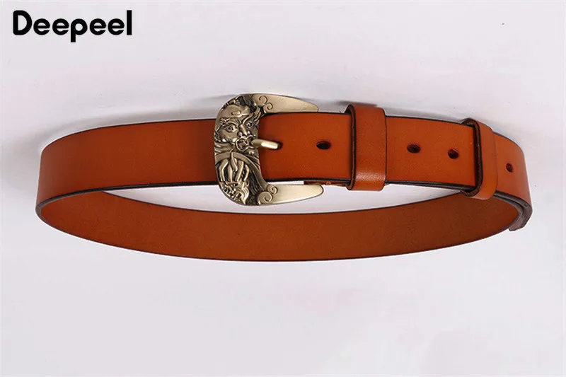 Deepeel, 1 шт., 3,8*100-135 см, Harajuku, гравировка, медная Пряжка, первый слой, Воловья кожа, ремень, повседневный пояс, украшение для джинсов