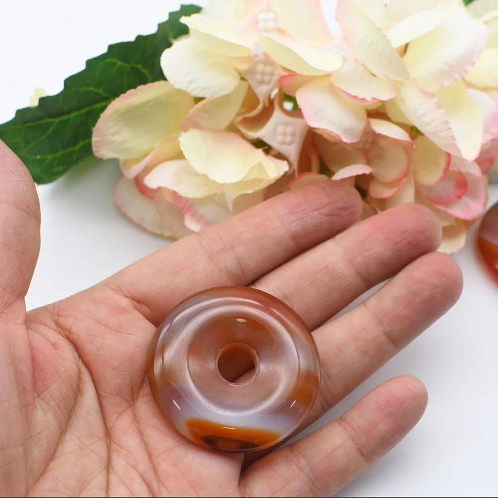 10pcs/lot  49MM Smooth High Quality Round Brown Agate Round Pendant