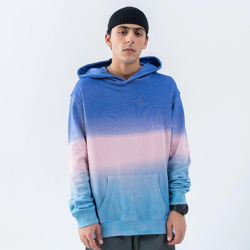 

Gradient Tie Dye Color Block Patchwork Mens Hoodies Streetwear Hip Hop Sweatshirts Autumn Winter Hoodies Men R2321