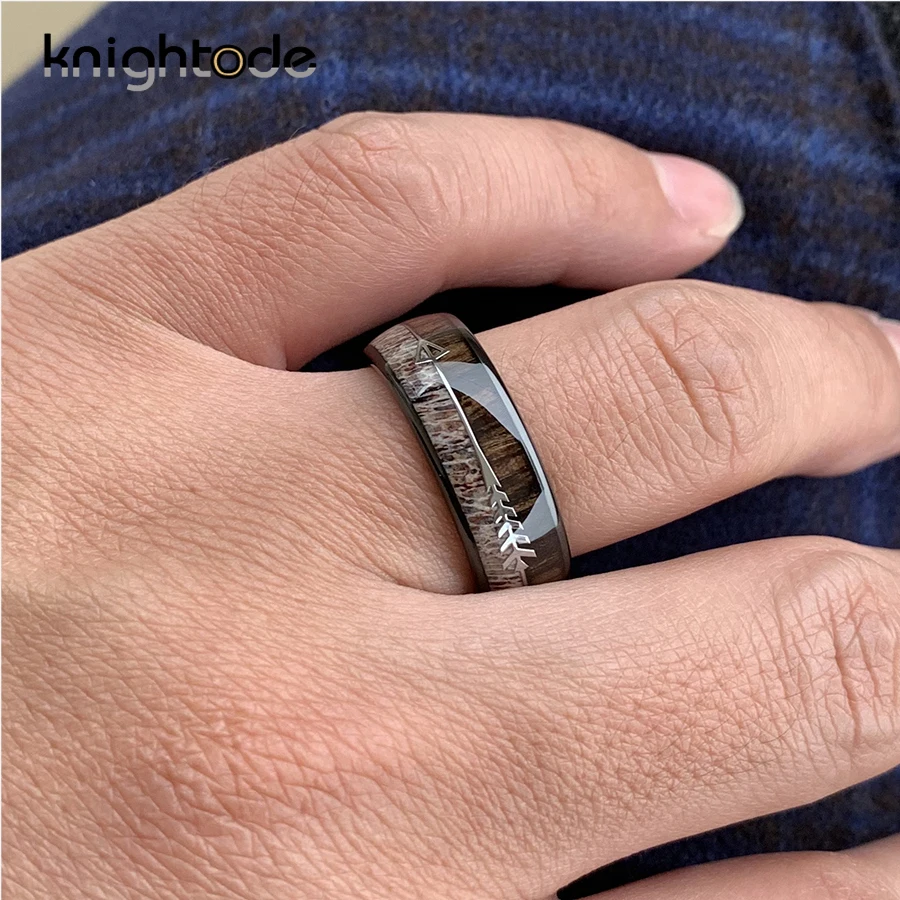 Кольца из вольфрама с отверстиями и рогами 8 мм в трех цветах|Обручальные кольца| |