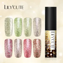 LILYCUTE косметика парфюмерия диспенсер 5 мл Платиновый Гель-лак со сверкающими блёстками розы цвета: золотистый, серебристый! полупостоянная био-Гели Soak Off УФ гель для ногтей лак для ногтей, гель