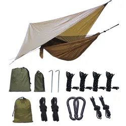 Ensemble auvent de hamac, Portable voyage Camping, hamac et tente pare soleil, imperméable à la pluie et à l'eau, tissu à carreaux en Polyester 210t 