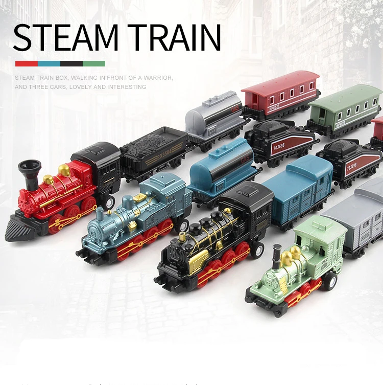 Классический паровой поезд из сплава в стиле ретро 4 шт. гоночный автомобиль