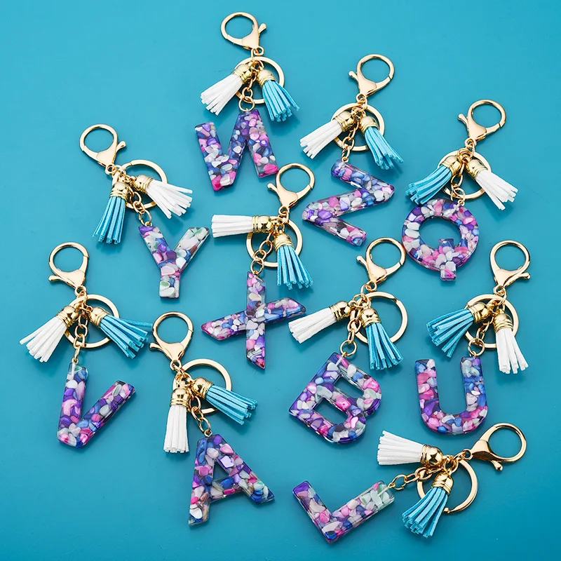 MINHIN Cute 26 Letter Pendant Key A To Z Chain For Women Men Acrylic Keychain Holder Luxury Ring Charm Bag Accessories Gift | Украшения и