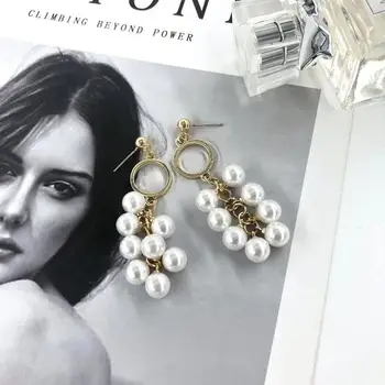 

2020 New Real Brincos Earing Earings Aristocratic Temperament Pearl Beads Pendant Earrings Web Celebrity Street Snap Wholesale