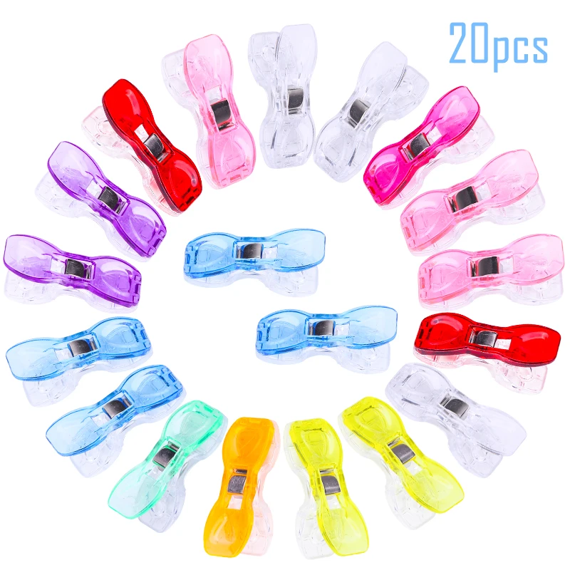 LMDZ 20 Pcs Mixed Plastic Sewing Clips large Sewing Knitting Clips for Patchwork Fabric Craft