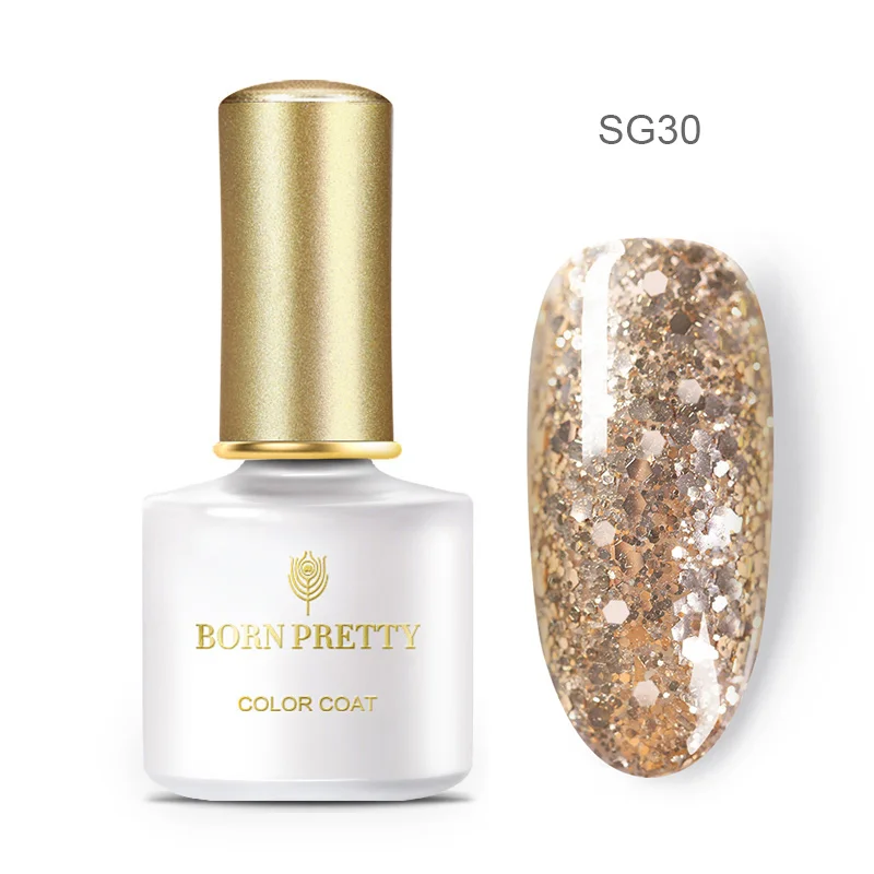 BORN PRETTY 6 мл Блестящие Блестки гель для ногтей голографический лак УФ светодиодный гель розовый золотой серебряный Перманентный отмачиваемый гель лак - Цвет: BP-SG30