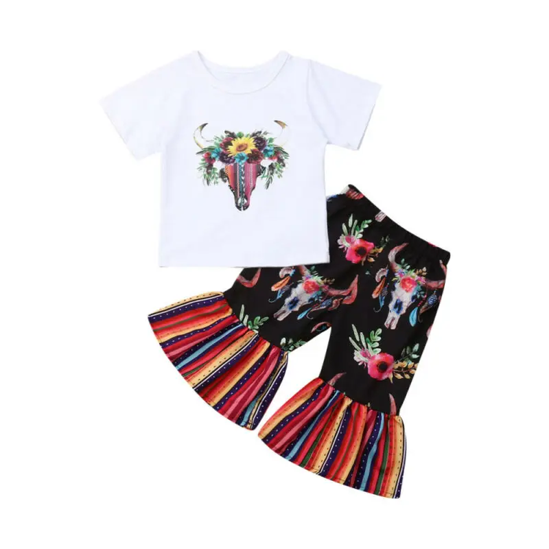 

UK 2019 Autumn Toddler Kids Baby Girl Clothes Flower Tops Shirt Pants Leggings Outfit Clothes Set Summer 2pcs