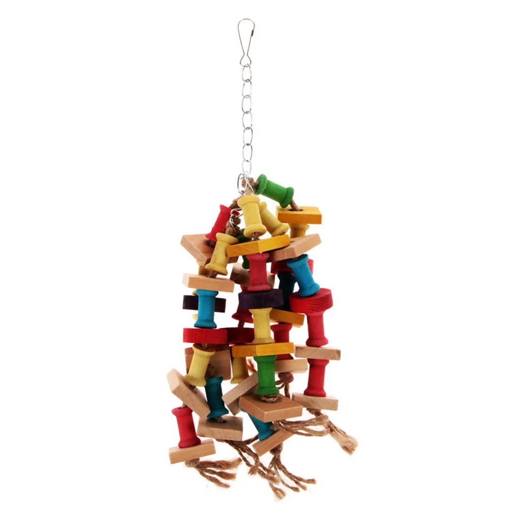 

1pcs Fun Bird Toy Colorful Wooden Cubes Blocks Bird Parrot Cage Chew Toys Drop Shipping