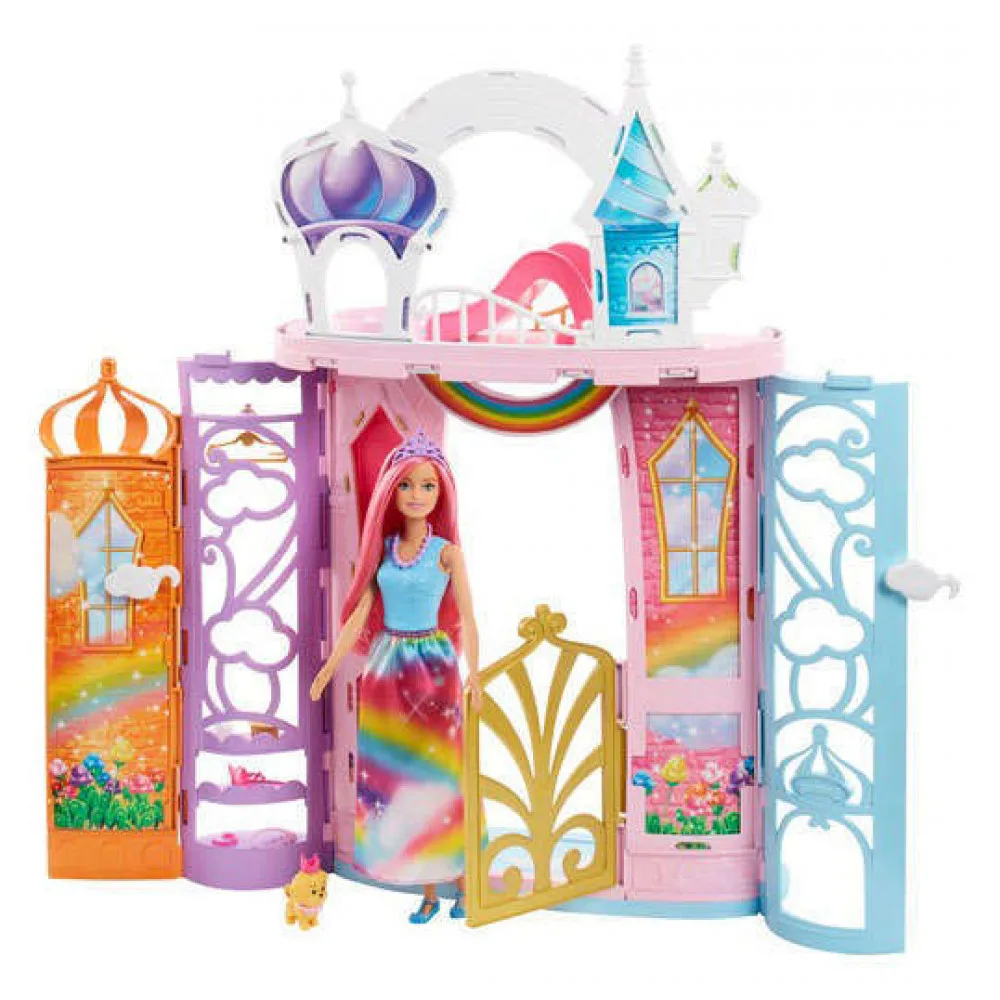 Переносной радужный дворец и кукла Barbie FRB15