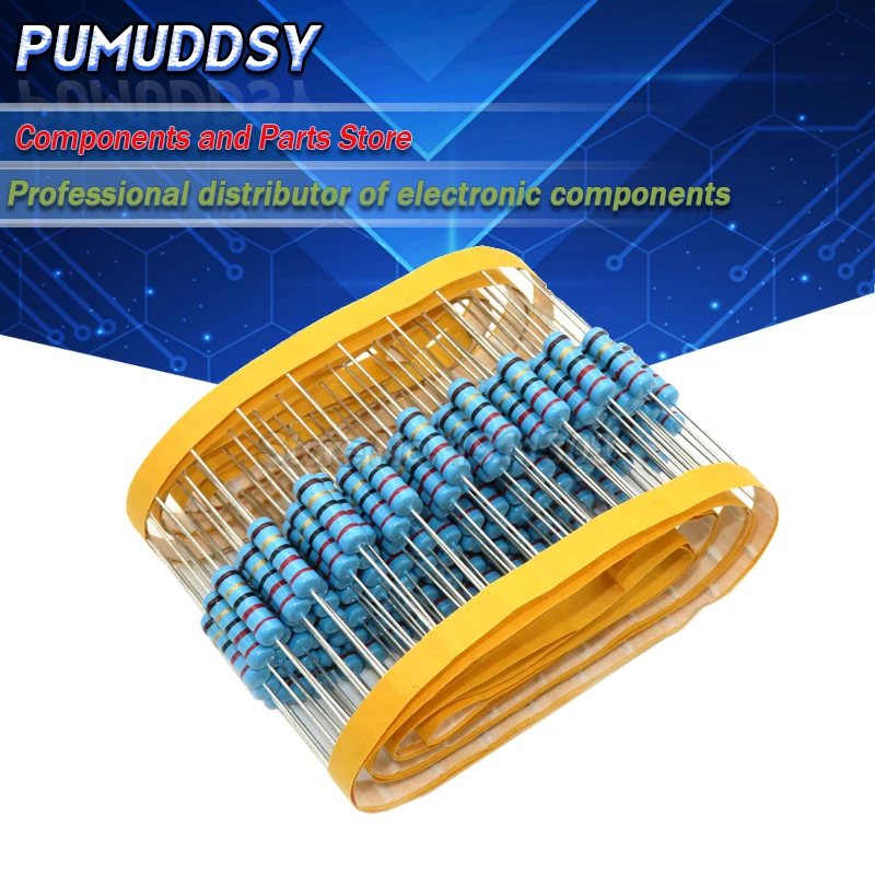 100PCS 2W Metal film resistor 1% 1R ~ 1M 2.2R 4.7R 10R 22R 47R 100R 220R 470R 1K 10K 100K 2.2 4.7 10 22 47 100 220 470 ohm | Электронные