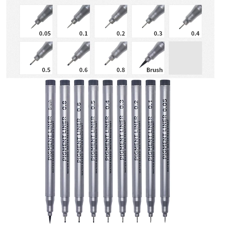 Marker Pen 9Pcs/set Pigment Liner Micron Ink Marker Pen For Drawing