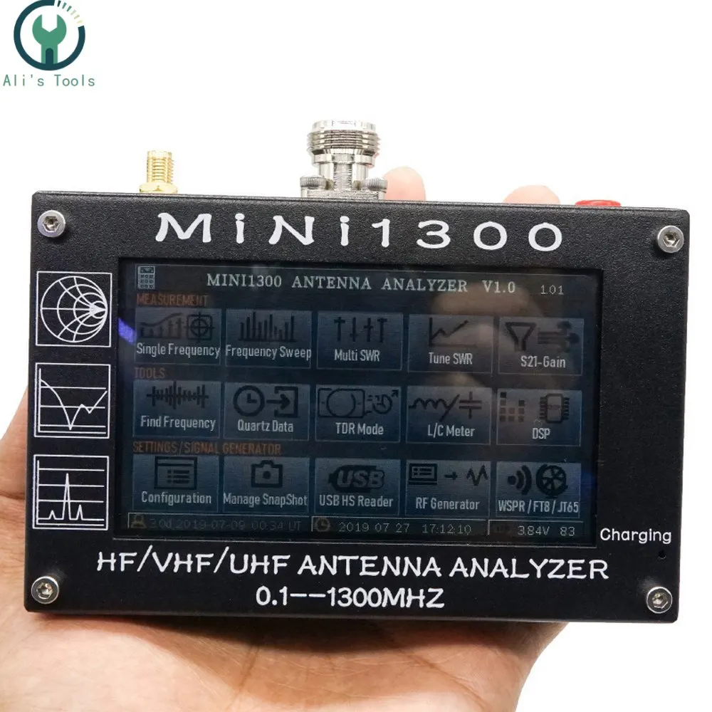 MINI1300 5 V/1.5A HF VHF UHF антенна анализатор 0,1-1300 MHZ счетчик частоты КСВ метр 0,1-1999 с 4," TFT lcd сенсорный экран