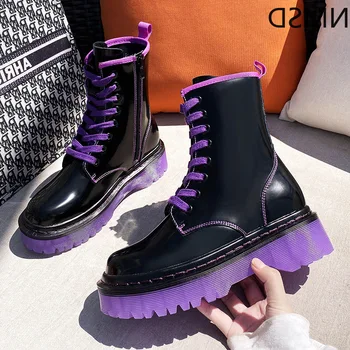 

Women Boots Split Leather Shoes for Winter Boots Shoes Woman Casual Autumn Jelly Candy Botas Mujer Female Ankle Boots
