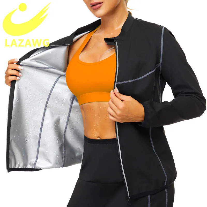 shapewear for women LAZAWG Sauna Sweat Shaper Thermo Slimming Workout Womens Fitness Waist Trainer Shirts Sport Fat Burning Shapewear Thermal Suit best tummy control shapewear uk