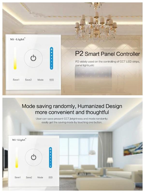 P2 Mi Light Touch Switch Panel LED Dimmer Controller for Strip Lighting