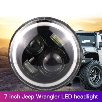 

2xLada Niva Urban 7inch Led Headlight Hi/Low H4 Light Halo Angle Eyes DRL Headlamp For Jeep Wrangler Off Road 4x4 suzuki samurai
