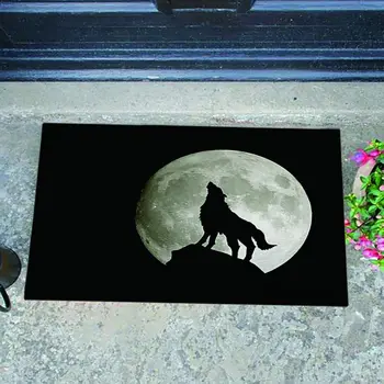 

NEW Creative doormat for entrance door HD wolf printed rubber backing outdoor indoor door mat pet paws rub foot clean 3 sizes A6