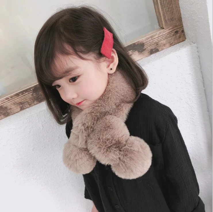 Bufanda de imitación de piel de conejo para niños y niñas, calentadores de cuello invierno, 2019|Bufandas de niña| - AliExpress