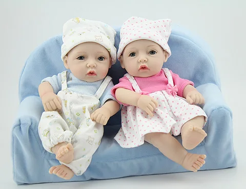 

Girl Twin Baby Dolls 28 Centimeter Silica Gel Simulated Doll Bath Doll Exquisite Gift Toy
