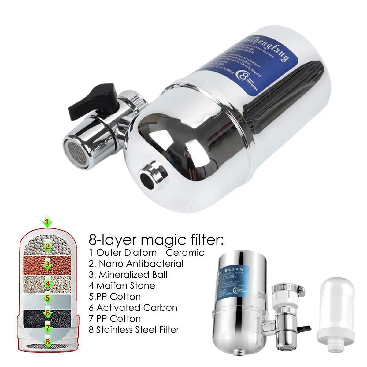 Household Tap Water Purifier Kitchen Faucet Washable Ceramic Percolator