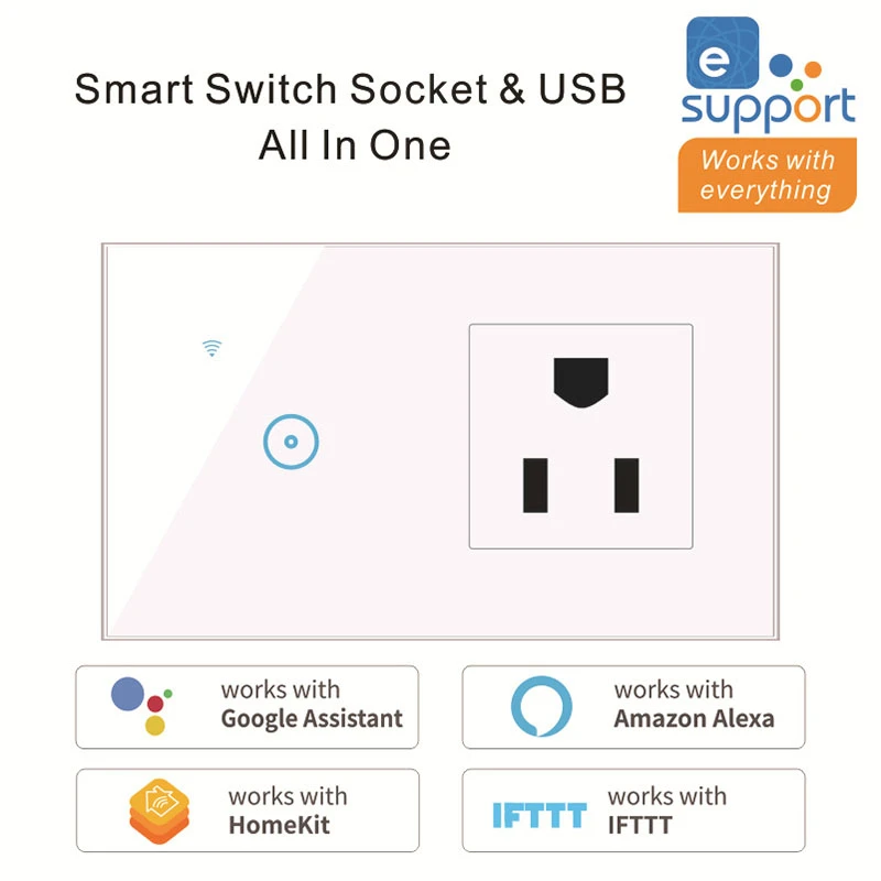 Smart Wifi Socket And Touch Wall Light Wifi Smart Light Switch All In One  Works With Alexa Google Assistant Ifttt - Switches - AliExpress