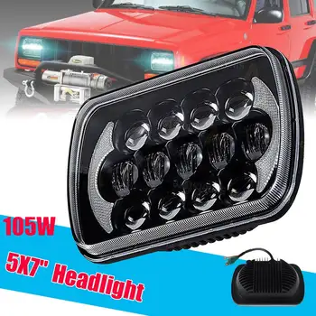 

H4 105W 7 inch Rectangular LED Projector Headlight Kit 6500LM For Jeep Truck for Wrangler YJ for Cherokee XJ Tractor