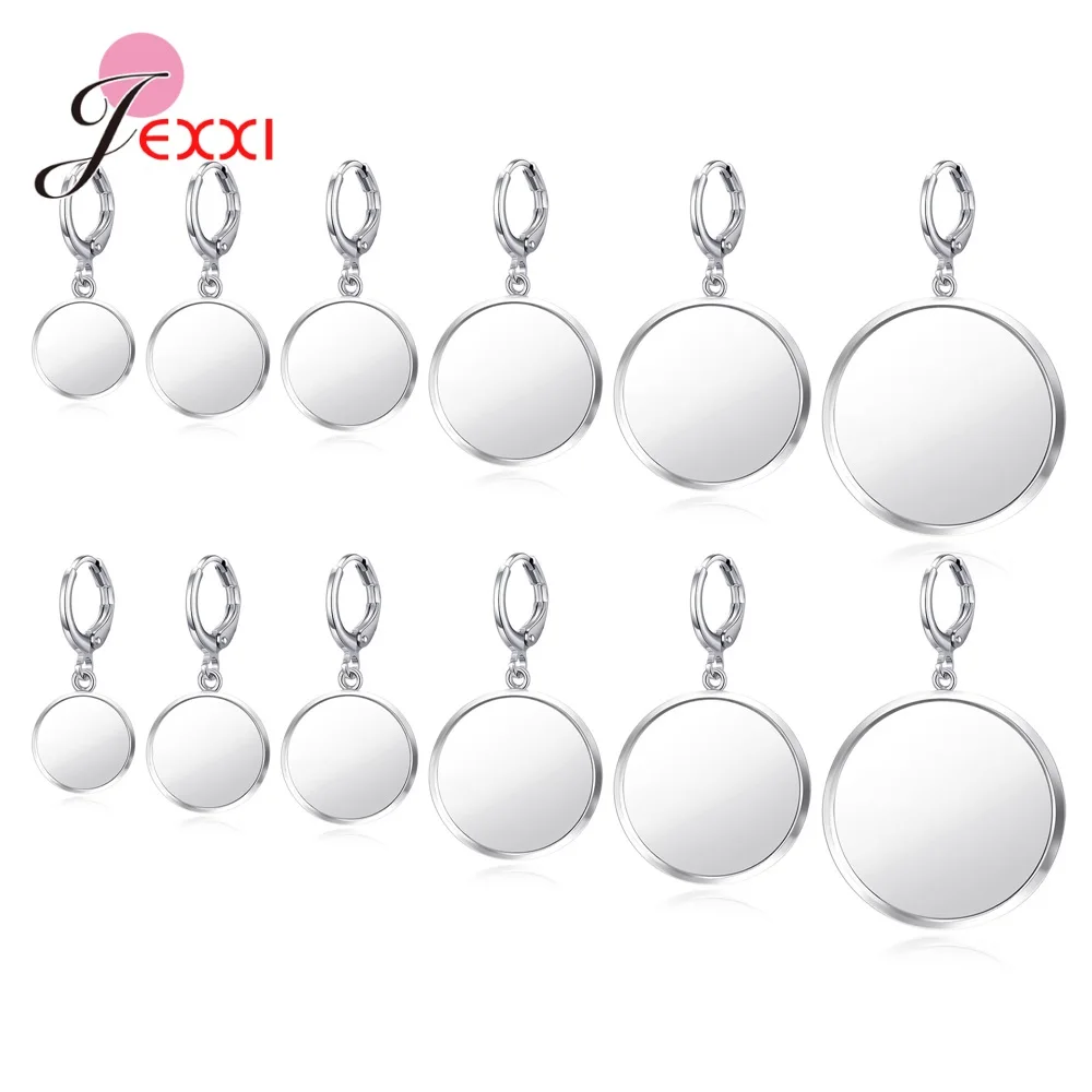 

10pairs/Lot 925 Sterling Silver Cabochon Earring Settings Fit 10/12/14/18/20/25mm Blank Base Diy Earrings Hooks Jewelry Findings