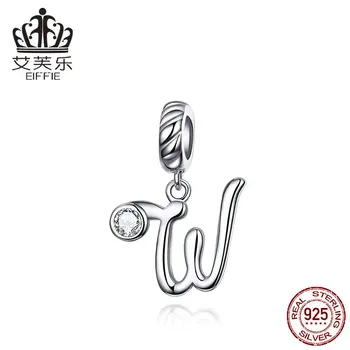 

Lettered W Diy accessories 925sterling silver original letter beads natural stone for jewelry making Fit charms pandora bracelet
