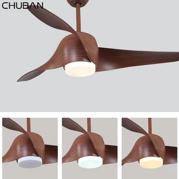 

52 Inch Retro Led Ceiling Fans with Light Remote Control Inverter DC 85-265V Bedroom Living Room Decor Fan Ventilador De Techo