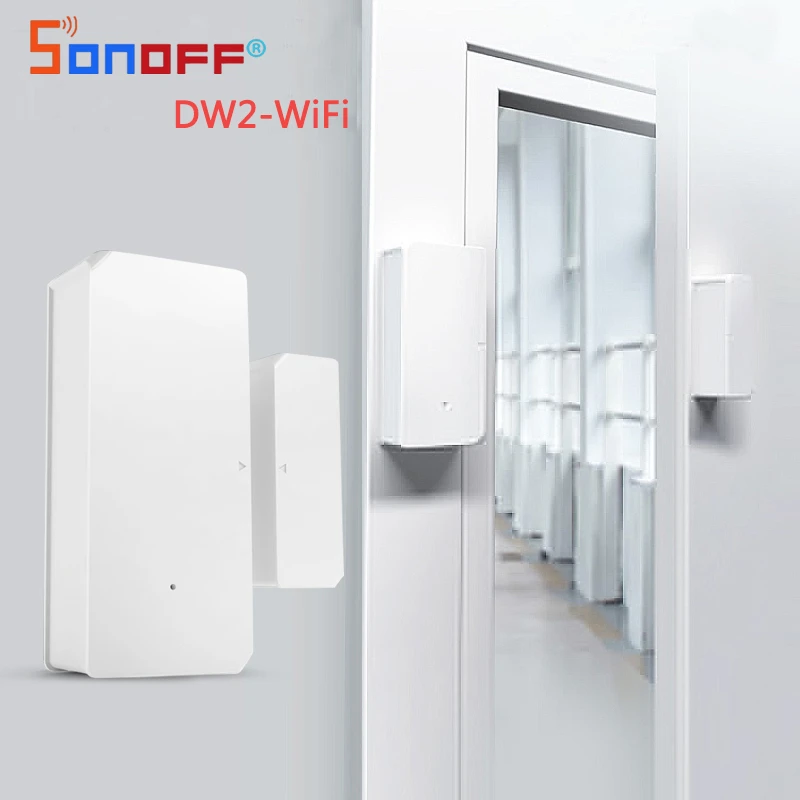 SONOFF DW2 Door And Window Sensor WiFi Wireless eWeLink App Remote Detect Door Open / Closed Smart Home Security Alarm Detector wireless keypad alarm system
