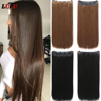 

LUPU 5 Sizes Long Straight 5 Clips in Hair Extensions Fake Synthetic High Tempreture Fiber Hair Extensions Halo Hair Extensions