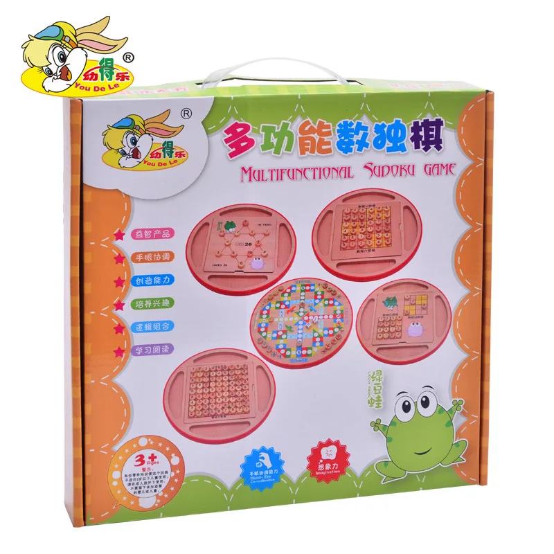 

Children Multi-functional Sudoku Game Chess Sudoku shu du qi Game Chess Parent And Child Desktop Educational Wooden Toys