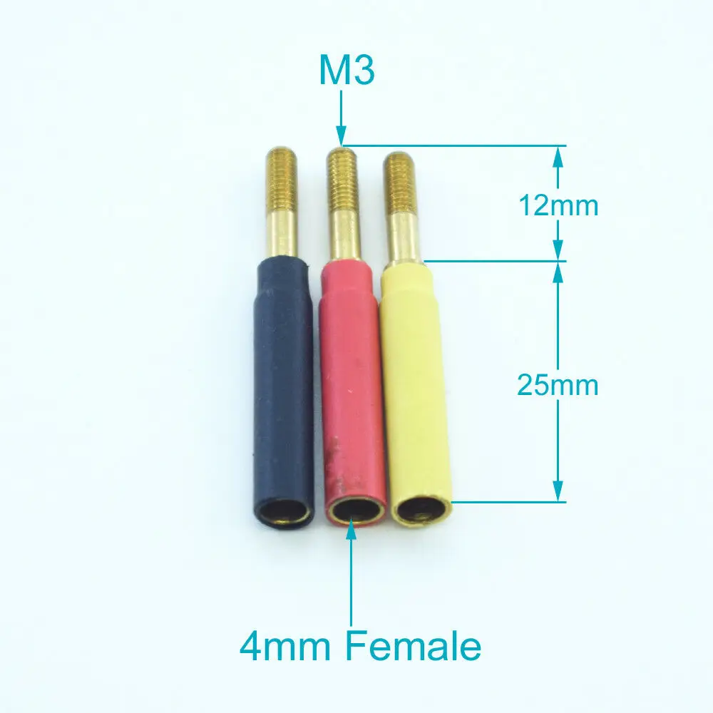 

1pc Brass 4mm Banana Female Jack to M3 Male Screw Connector Adapter 3 Colors