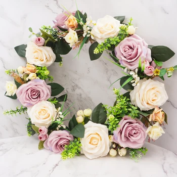

Artificial Flowers Wreaths Door Perfect Quality Silk Rose Garland Door Hanging Wall Window Wedding Decoration Home Party Decor